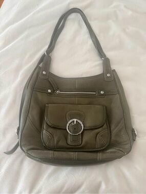 Brighton Vintage Leather Convertible Backpack Handbag Olive Green. Shoulder bag